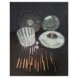 Vintage lazy Suzan,  Val St. Lambert snack tray,