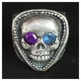 Sterling silver skull ring marked King Baby