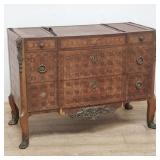 Antique mahogany inlaid dresser with ram head