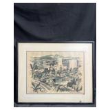 Mid century signed lithograph of MacArthur park