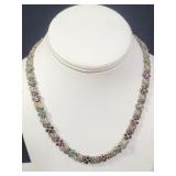 Vintage sterling silver necklace with rubies,