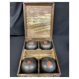 Set of vintage lawn bowling balls