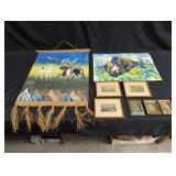 Group of watercolor, pastel, print art
