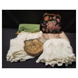 Group of handbags and linen
