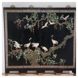 4-panel Asian black laqucered, hand painted and