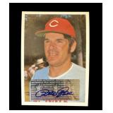Pete Rose signed card on sticker