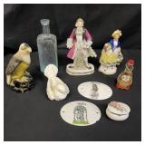 Group of vintage glass and porcelain decor