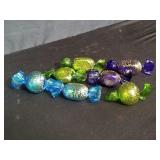 Group of art glass candy ornaments