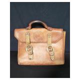 Vintage leather and brass messenger bag