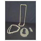 Group of faux pearl and ceramic beaded necklaces