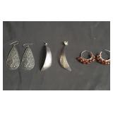 Group of sterling silver earrings
