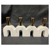 Marble and metal candle holder