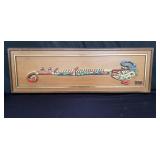 Marbled painting of a stylized musical instrument