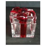 Red and clear glass trinket box