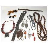 Group of costume necklaces and earrings