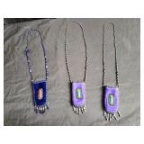 3 hand beaded velvet medicine pouches