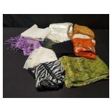 Collection of scarves, silk, cashmere, acetate