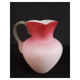 Cased gradient pink satin glass pitcher