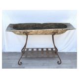 Vintage wood & metal animal feeding trough
