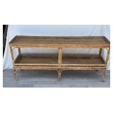 Vintage rattan and wicker console table