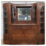 Antique marble top buffet with double curio