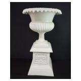 Victorian style cast aluminum urn and pedestal