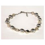 Sterling ball and diamond shape beaded necklace