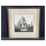 Framed vintage engraving pencil signed John