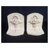 Pair of cast iron floral bookends