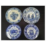 Box of staffordshire and delft decorative plates