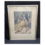Signed framed watercolor on paper