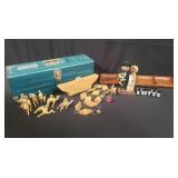 Box of miscellaneous: tool box, wood camel