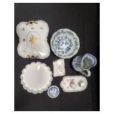 Group of porcelain and ceramic tray, pitcher,