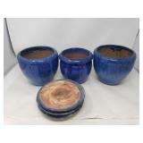 Group of pottery glazed planters
