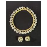 Crystal and faux pearl choker and earrings