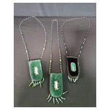 Hand beaded silk velvet necklace medicine bags