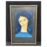 Framed oil on canvas Silvére Croix portrait mid