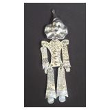 Sterling silver clown brooch