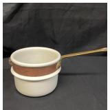 Vintage ceramic double boiler insert with copper