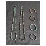 Group of cloisonne necklaces and bracelets
