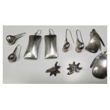 5 pairs of sterling silver earrings