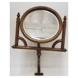 Vintage oak wall shaving mirror