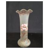 Antique hand painted white satin glass vase