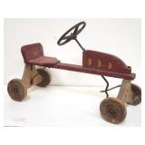 Vintage wood and metal toy riding car