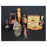 Box of miscellaneous teak coatster, portable