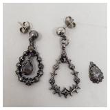 Sterling silver and raw diamond earrings