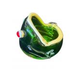 Vintage art glass frog candy dish