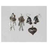 Sterling silver earrings and heart pendant