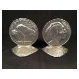 Vintage buffalo nickel bookends