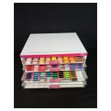 Wood and Acrylic chest with color thread